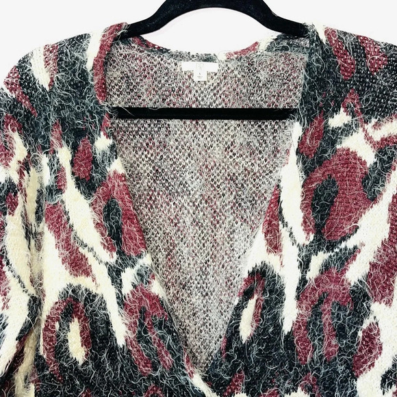 bp Black & Cream Eyelash Leopard Print Oversized Sweater Cardigan Small Women’s - Picture 2 of 11